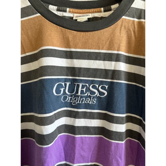 Guess Originals Mens Block Stripe Long Sleeve Retro Inspired Shirt Size M - Picture 3 of 6